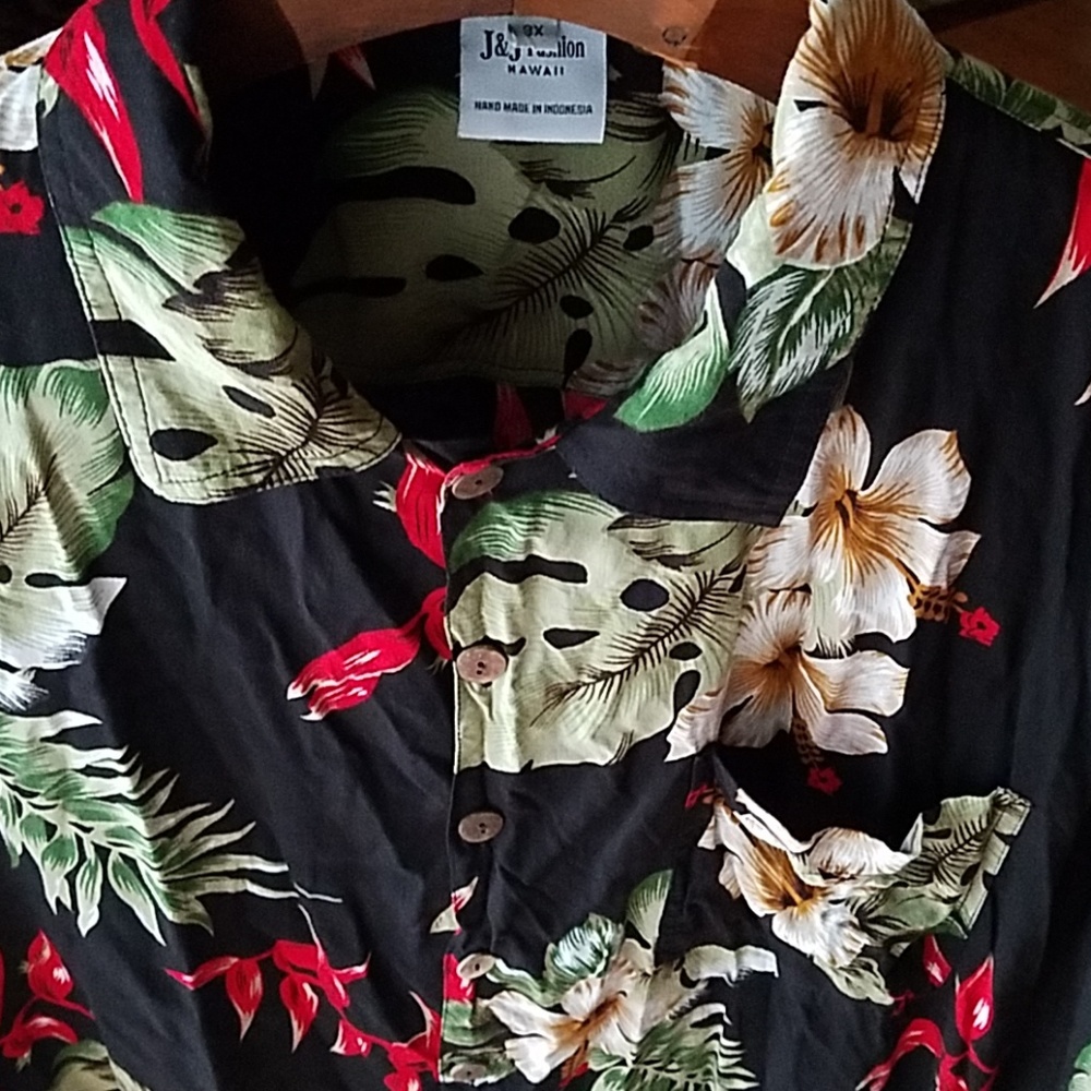 3X Hawaiian Shirt J & J Fashions Hawaii Black +